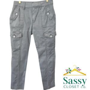 WHBM The Slim Olive Cropped Cargo Pants Rhinestone Flap Pockets 8P EUCUC